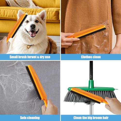 Woobroo - Rubber Brush Pet Hair Removal Broom with Squeegee and 149cm Adjustable Handle 4