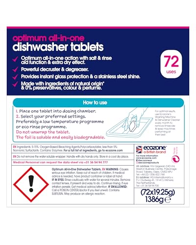 Ecozone - Optimum All In One Dishwasher Tablets 72 Pack 6