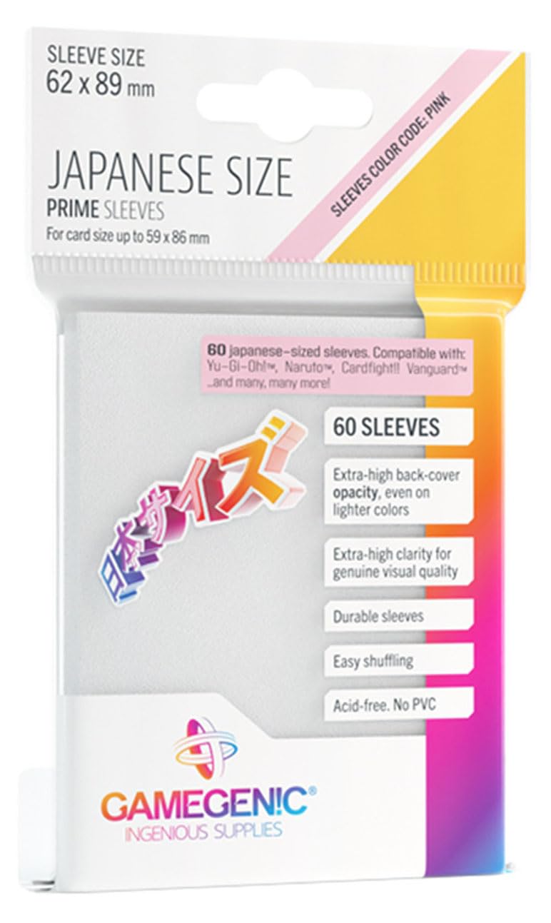 Gamegenic Prime Japanese Size Card Sleeves 62mm x 89mm | 60-Pack | White | for Yu-Gi-Oh!, Naruto, Cardfight!! Vanguard