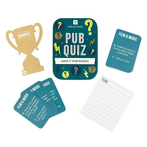 Talking Tables Pub Quiz Travel Game, Pocket Size General Knowledge Trivia for Adults & Teens