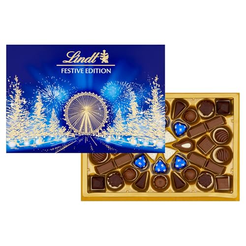 Lindt Festive Edition Christmas Sharing Box – 690g Assorted Milk, Dark & White Chocolates