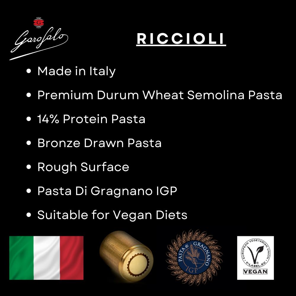 Garofalo Riccioli 500 g - Italian Short Pasta Made with Durum Wheat Semolina
