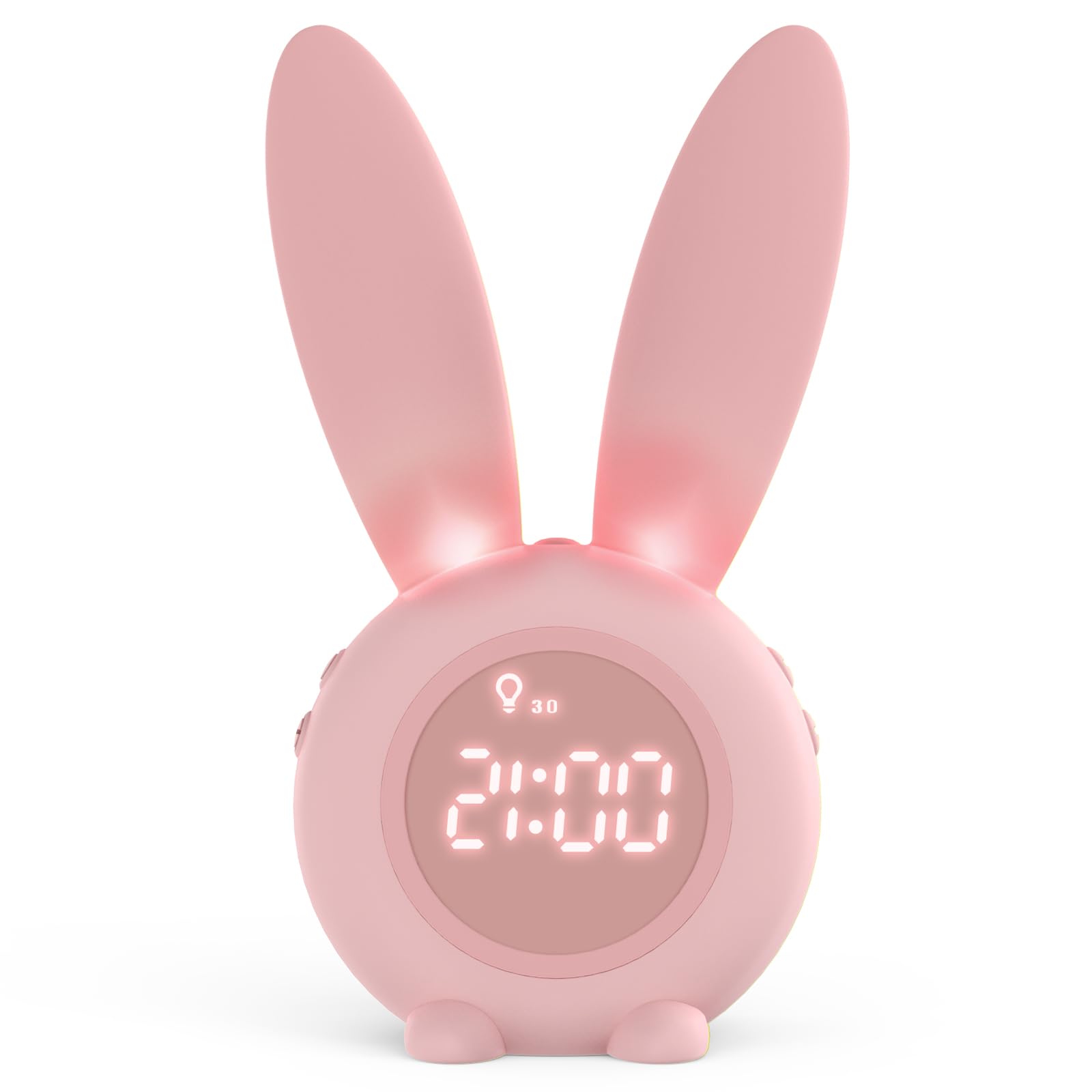 Homealexa Kids Digital Alarm Clock - Rabbit LED Wake-Up Light with Snooze & Night Light