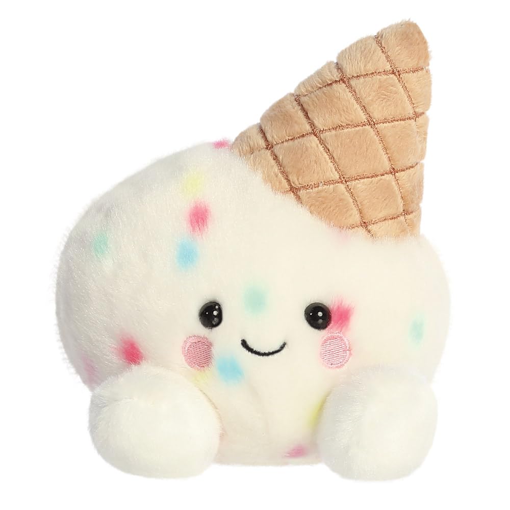 AURORA Palm Pals Sprinkle Ice Cream Soft Toy - Bean-Filled, 13cm, White & Brown 1