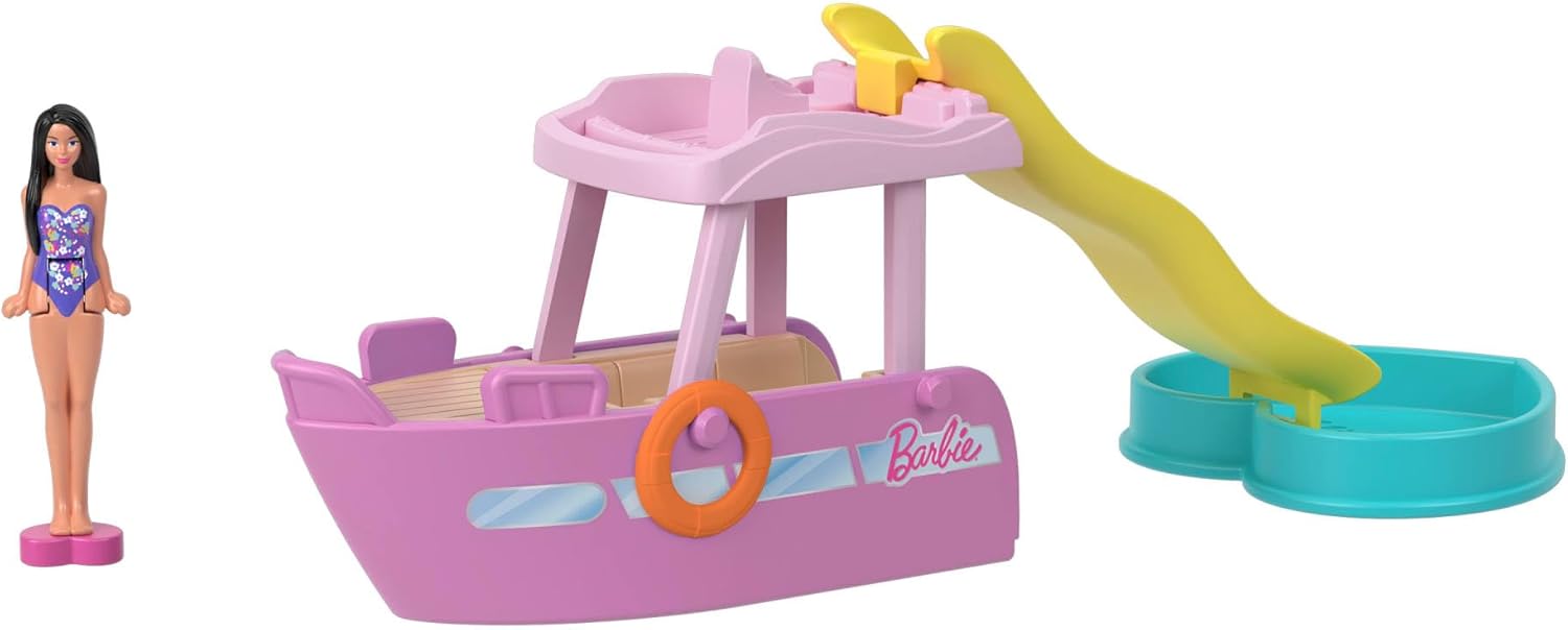 Mini BarbieLand 4-Pack Doll & Vehicle Playset - Color-Change Vehicles with 1.5-inch Dolls for Ages 4+