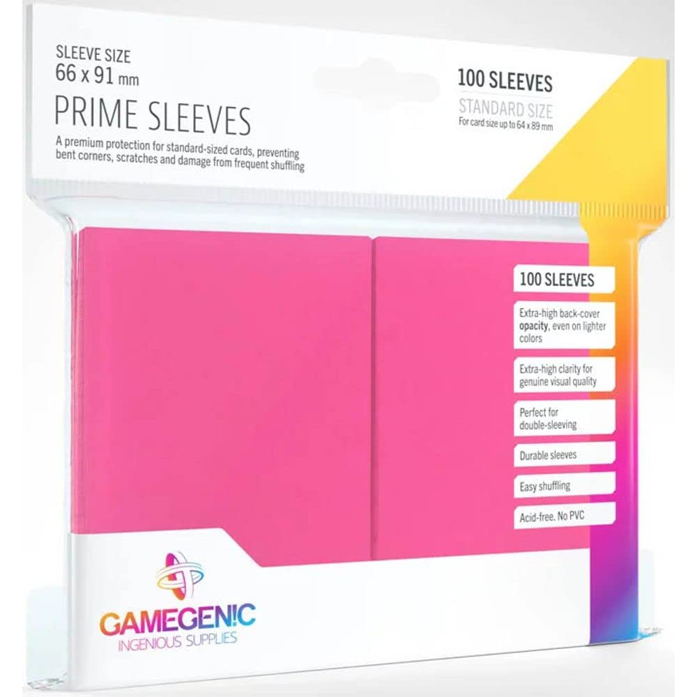 Gamegenic Prime Sleeves (100-Pack) - Pink Matte Finish for MTG, Pokémon, Yu-Gi-Oh!