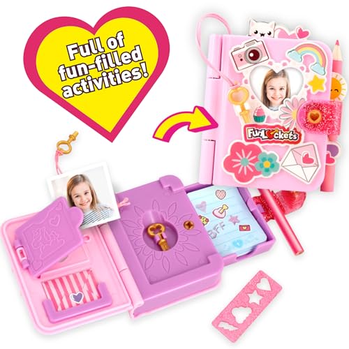 FUNLOCKETS Pink Lockable Mini Notebook with 15+ Surprises, Stickers & Pencil for Girls 8