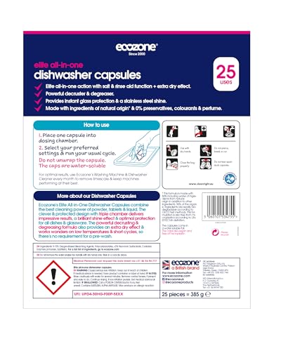 Ecozone - Optimum All In One Dishwasher Capsules 25 Pack 6