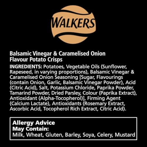Walkers Sensations Balsamic Vinegar & Caramelised Onion Sharing Crisps 150g 7