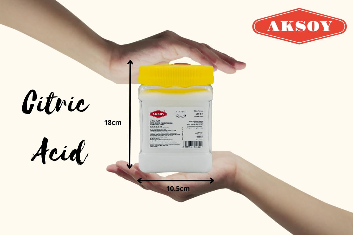 Aksoy - Citric Acid Food Grade 1.25kg | Non-GMO, Anhydrous, for Cleaning, Canning & Bath Bombs