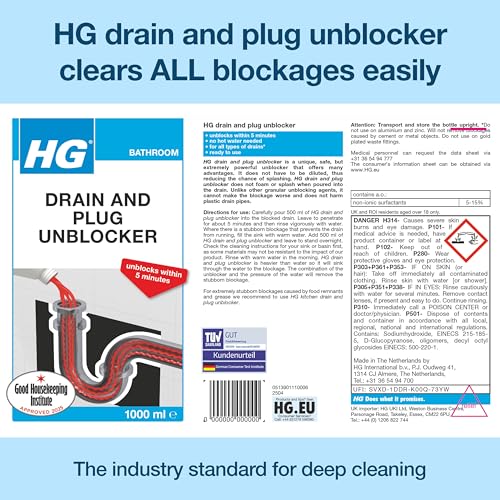 HG Liquid Drain Unblocker – 1L Fast-Acting Drain Cleaner for Sinks, Pipes & Plug Holes 6