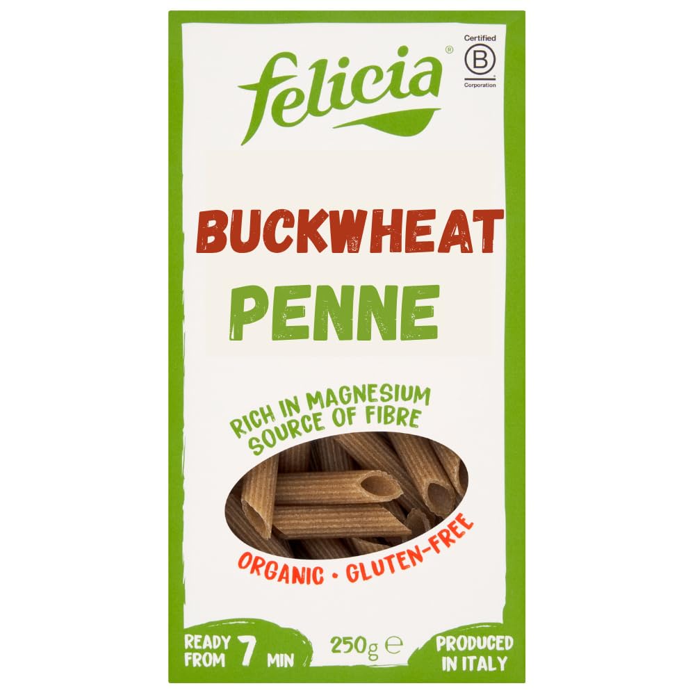 Felicia Organic Buckwheat Penne Pasta - Gluten Free, 100% Whole Buckwheat Flour, 250g