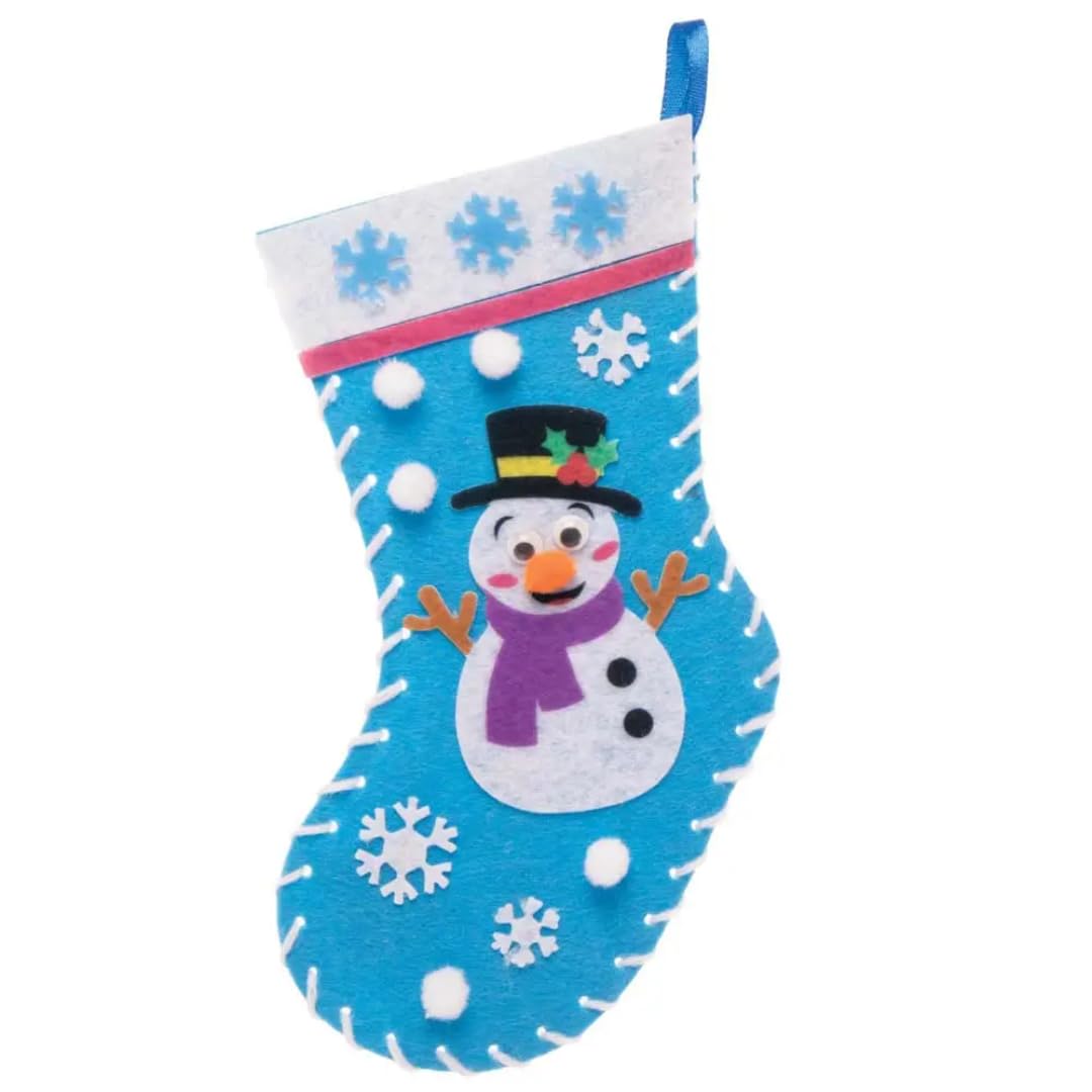Baker Ross FC147 Christmas Stocking Craft Kits - Pack of 3, Sewing & Decorate for Kids 7
