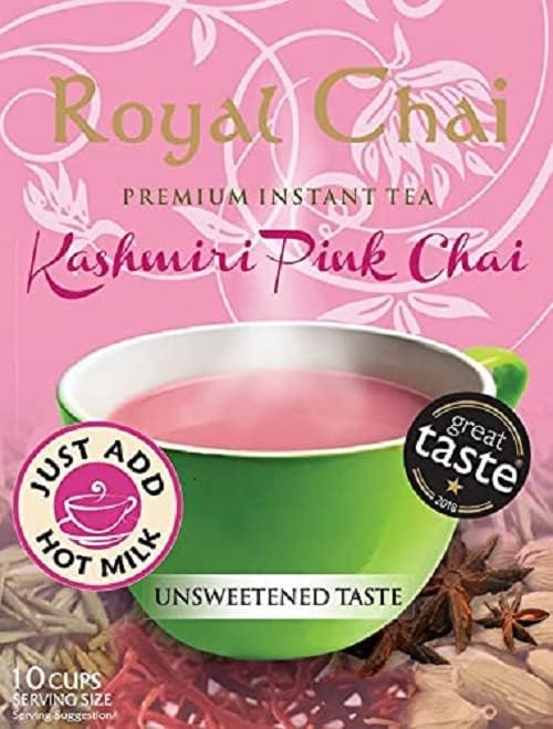 Royal Chai Kashmiri Pink Chai Unsweetened - 10 Single Serving Sachets