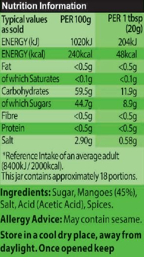 Sharwood's Indian Green Label Mango Chutney – Sweet & Spicy, 530g Jar