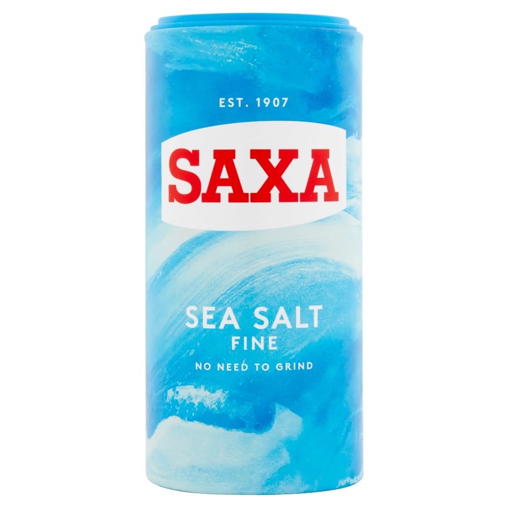 Saxa Fine Sea Salt - Premium Seasoning | Fine Texture | 350 g Drum
