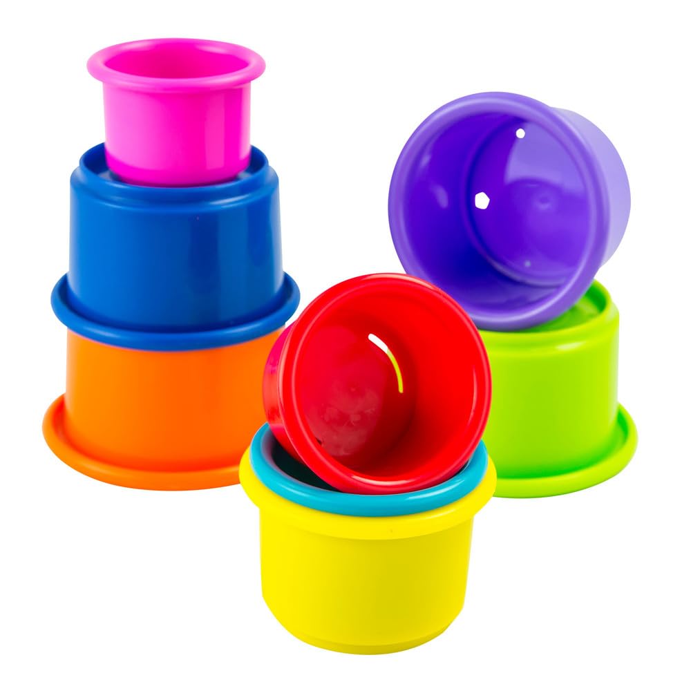 Lamaze Pile and Play Stacking Cups - 8-Piece Colorful Nesting Toy Set with Numbers for Counting