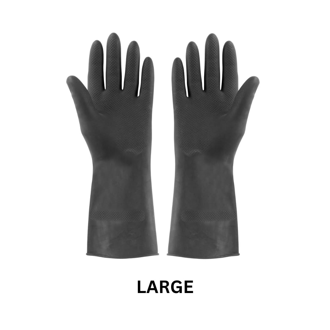 Elliott - 2-Piece Large Extra Tough Rubber Gloves, Black 4