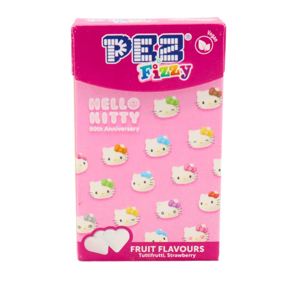PEZ Hello Kitty Fizzy Strawberry Flavoured Retro Sweets - 30g Flip Top Box