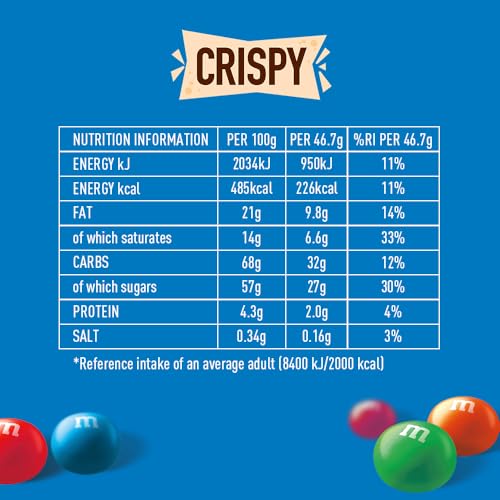 M&M's Crispy Chocolate Pouch 374g - Family Size Snack Pack 7