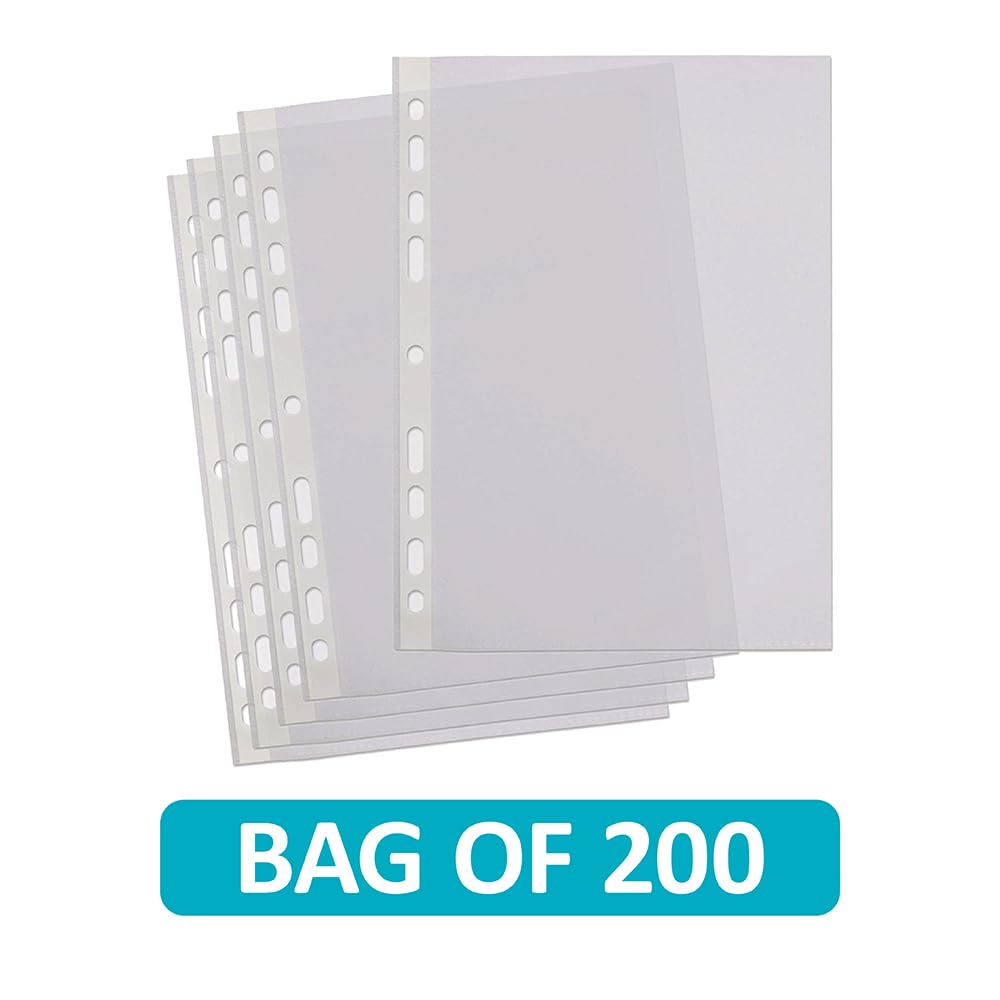 SUMMIT A4 Punched Pockets - Clear Embossed Poly Pockets, 200 Pack | Universal Multi-Punch