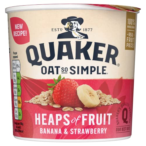 Quaker Oat So Simple Haufen von Obst Haferbrei mit Bananen- und Erdbeergeschmack 11