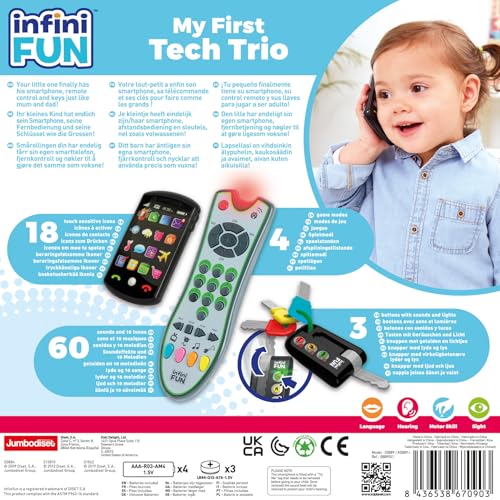 Infini Fun My First Tech Trio - Imitation Play Set with Toy Phone, Keys & Remote for Kids 7