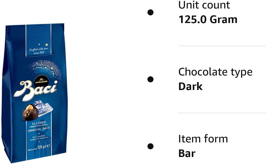 Baci - Original Dark Chocolate Praline Truffles with Hazelnut, 125g