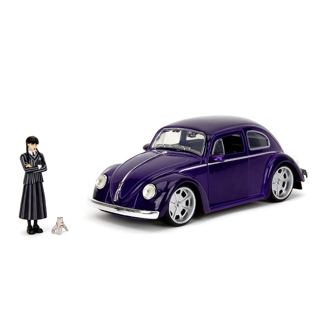 Jada Toys The Addams Family - Wednesday Addams 1972 Volkswagen Beetle Die-Cast Vehicle with Figure