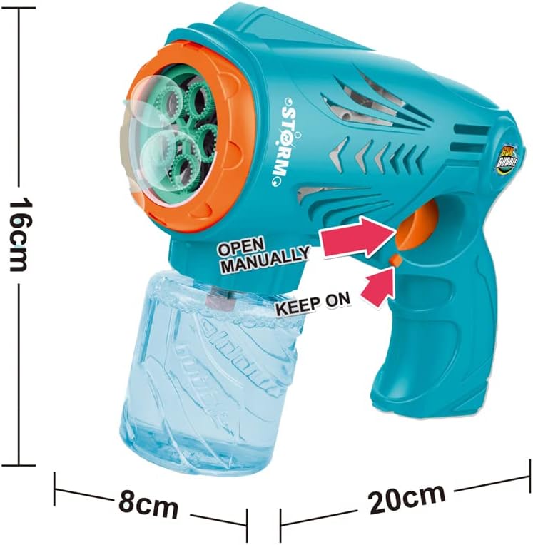 RAM Bubble Gun - 2-in-1 Automatic Bubble Machine with LED Lights for Kids