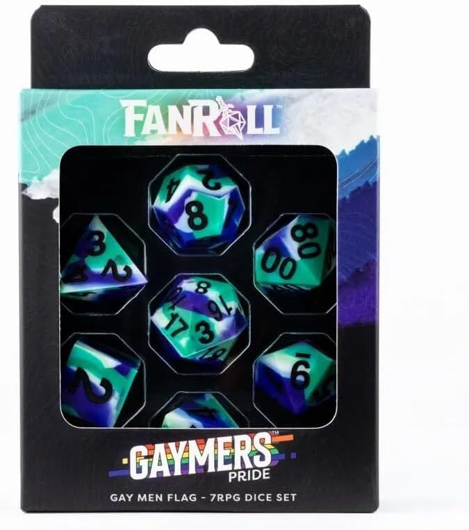Metallic Dice Games FanRoll 16mm Pride Sharp Edge Silikonkautschuk Polyedrisches Würfelset