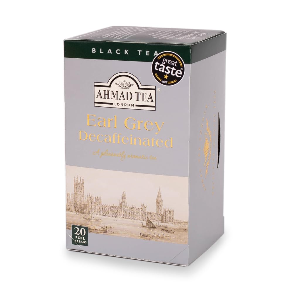 Ahmad Tea Decaffeinated Earl Grey Tea - 20 Individually Foil-Wrapped Teabags