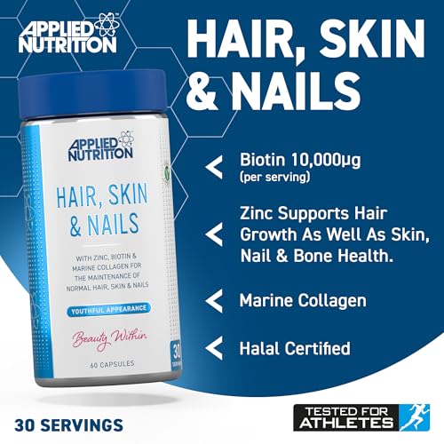 Applied Nutrition Hair, Skin, Nails - Biotin & Marine Collagen Supplement (60 Capsules) 13