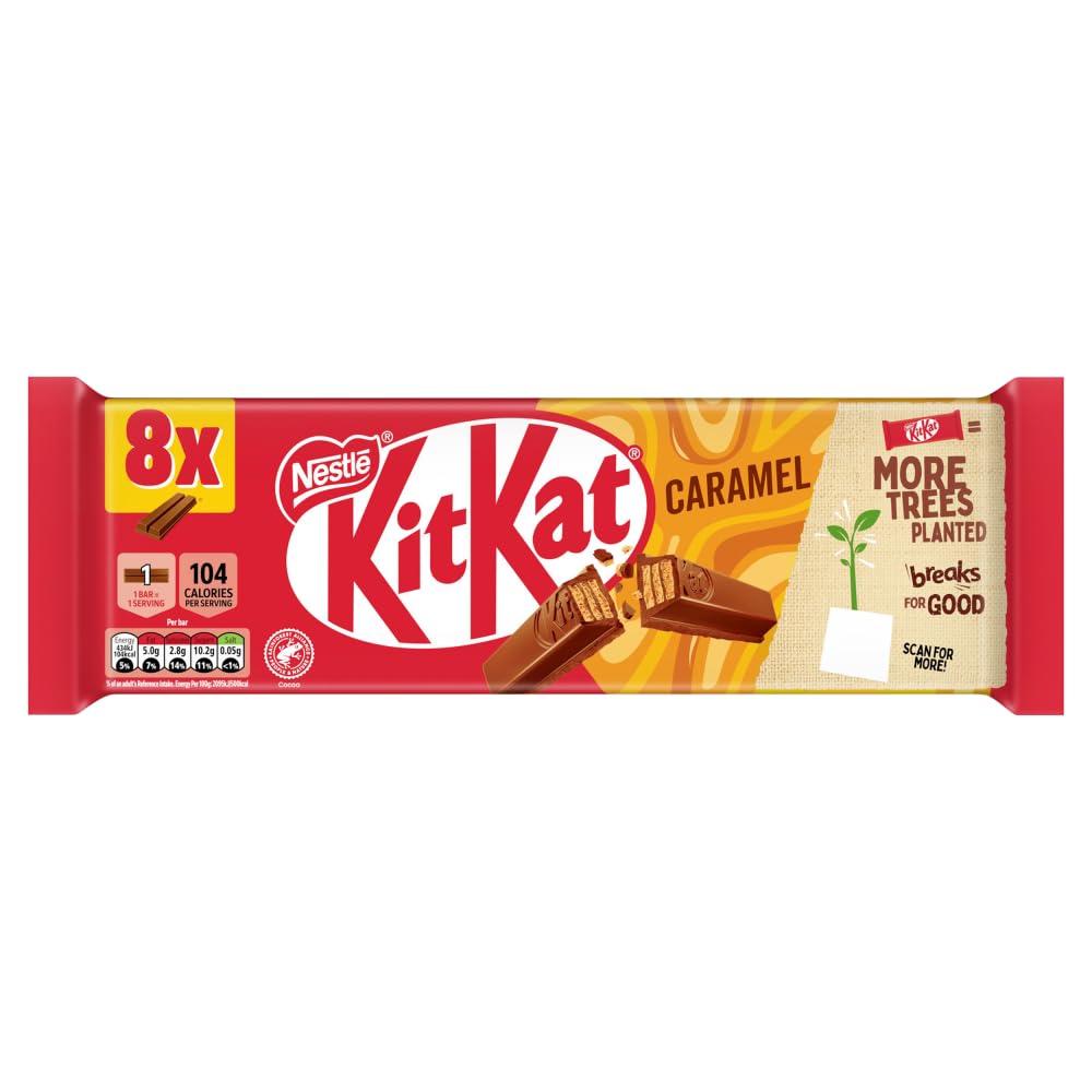 KitKat 2 Finger Caramel Chocolate Biscuit Bars – 8 Pack (8 x 20.7 g)