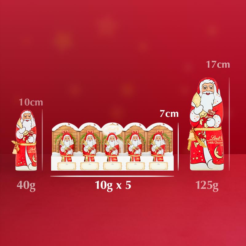Lindt Santa Christmas Milk Chocolate Gift Pack - 5 Pieces, 50 g