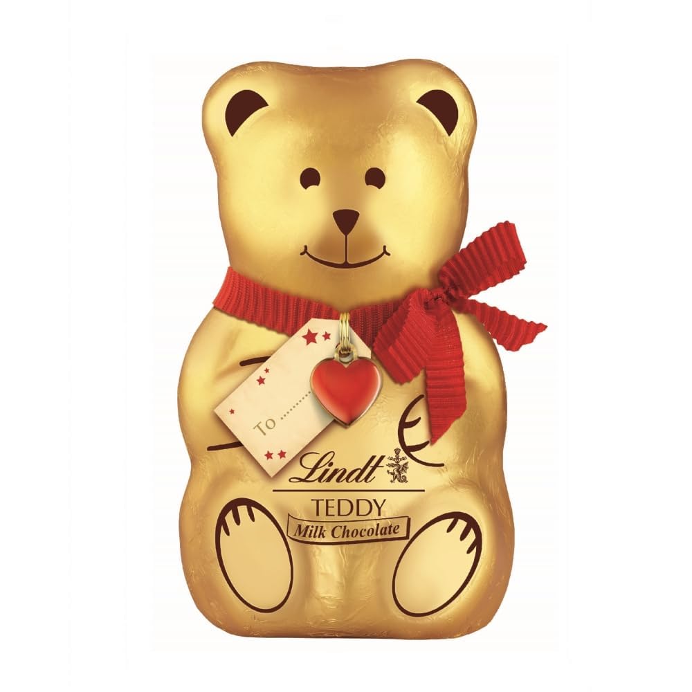 Lindt Teddy Milk Chocolate with Red Gift Tag – 100g – Christmas Gift Bundle of 3
