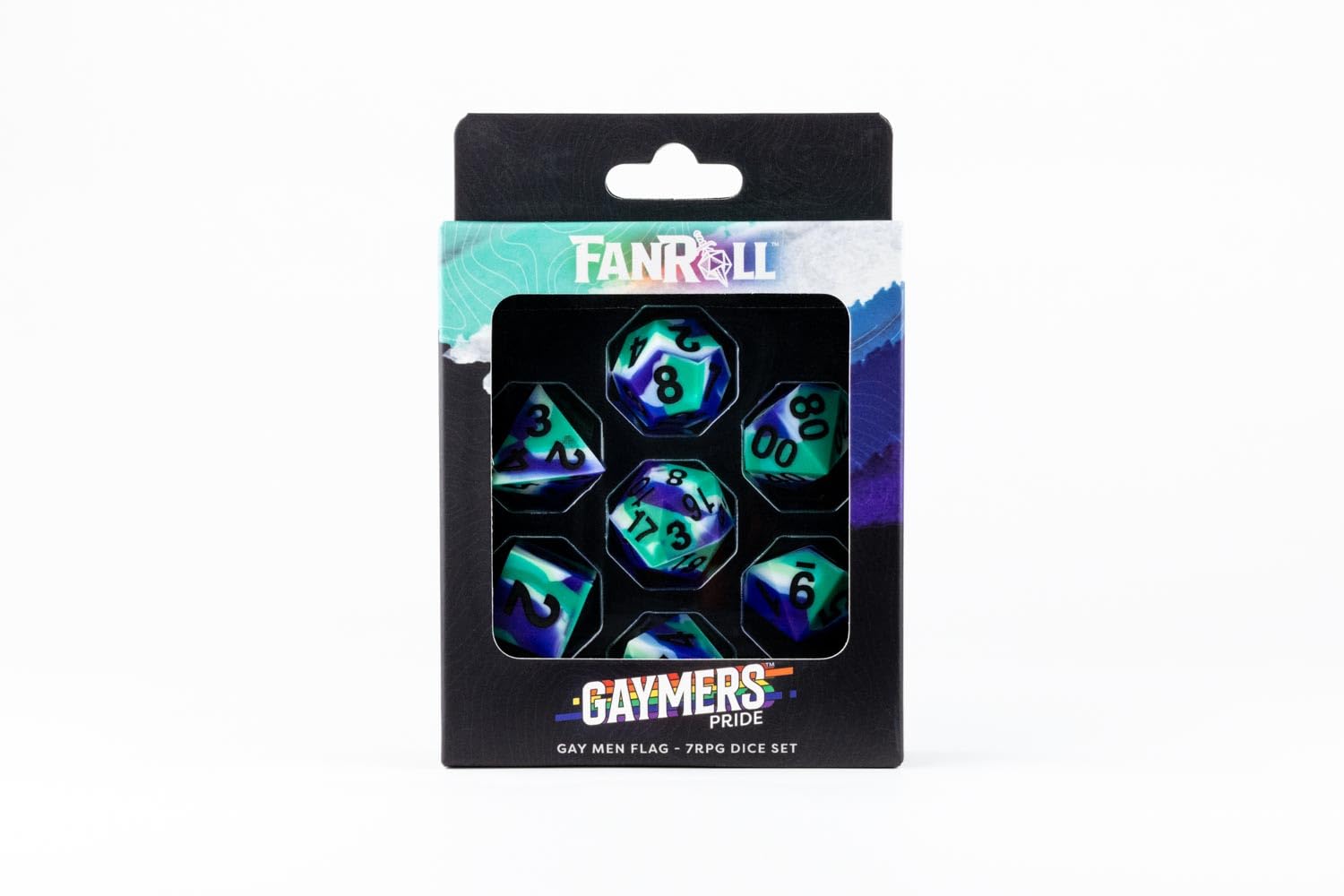 Metallic Dice Games FanRoll 16mm Pride Sharp Edge Silikonkautschuk Polyedrisches Würfelset 7