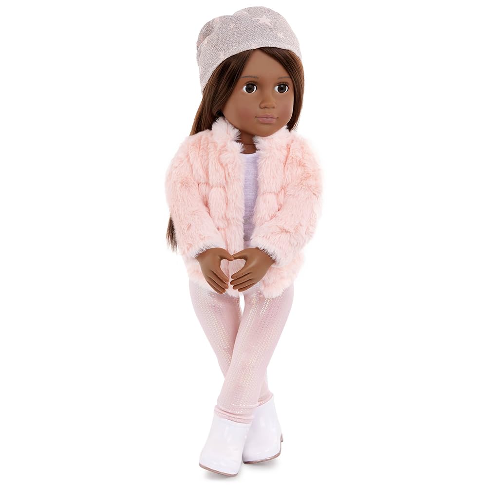 OG DOLLS Our Generation Fancy & Furry Outfit - Pink Faux-Fur Coat Set for 18-inch Dolls 5