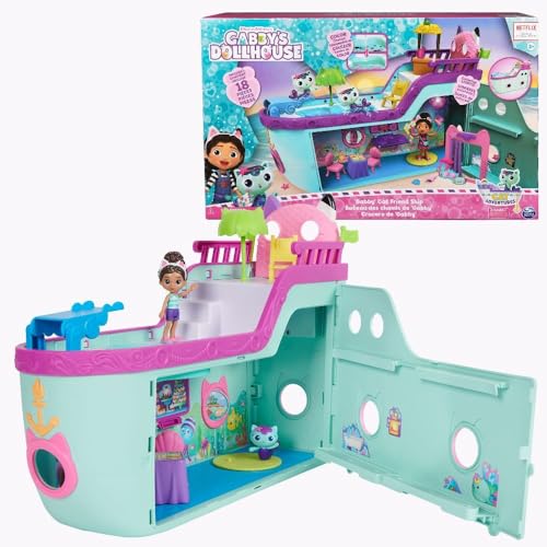 Gabby's Dollhouse Cat Friend Ship - 18-Piece Cruise Playset with Gabby & MerCat Figures, Ages 3+ 11