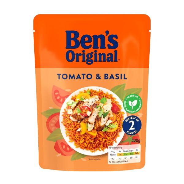Ben's Original Tomato and Basil Microwave Rice, 6 x 220g Pouches 8