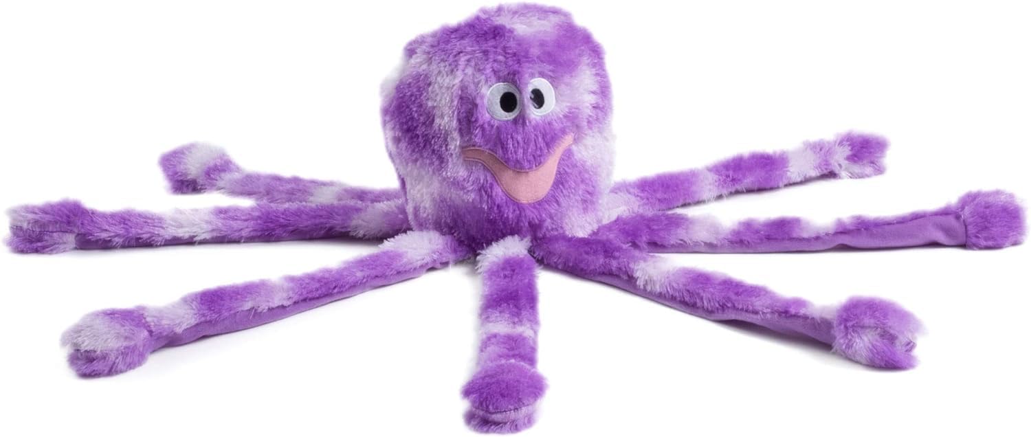 Petface Orla the Octopus Large Plush Dog Toy with Squeaker | Purple & White
