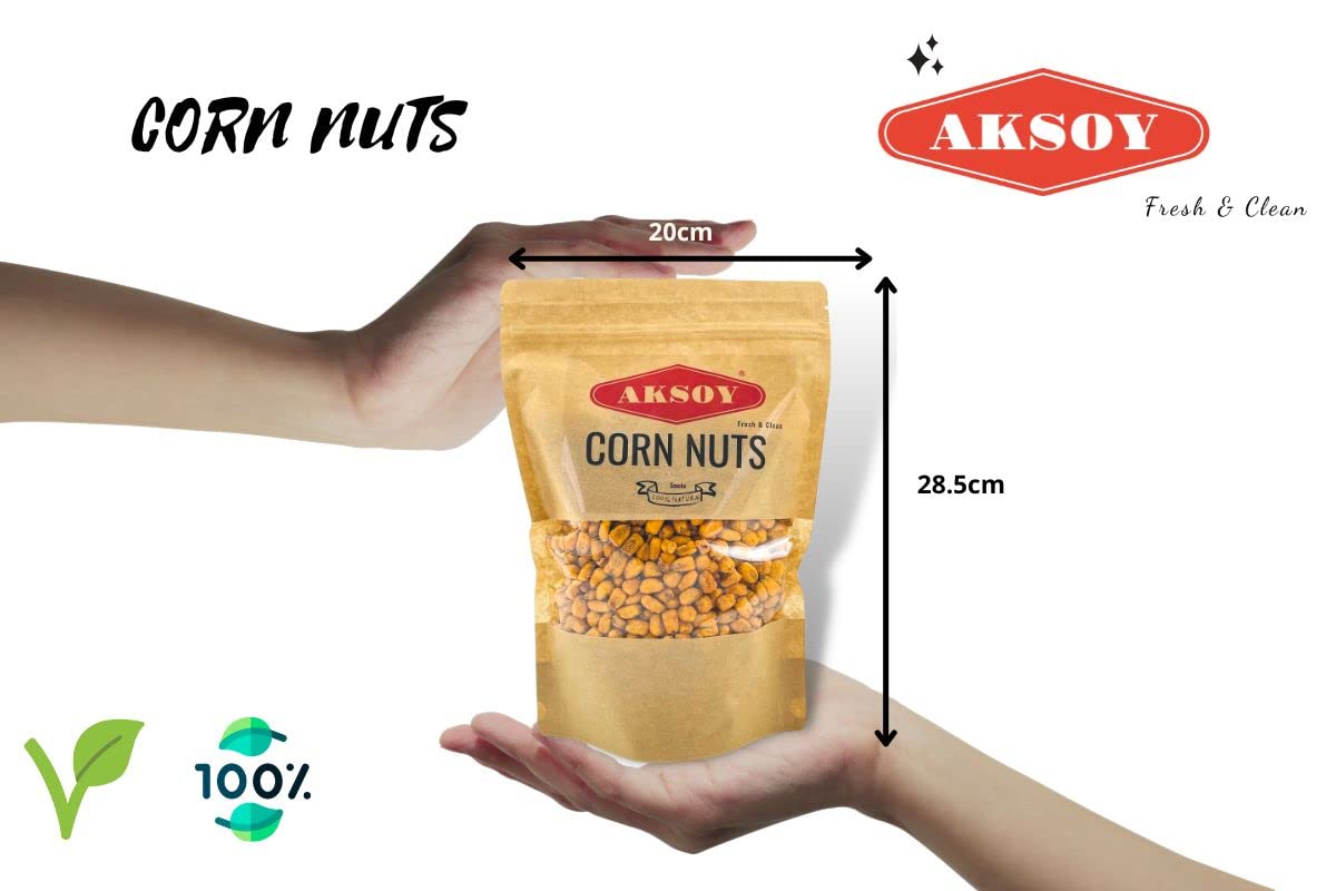 Aksoy Natural Craving Salted and Roasted Corn Nuts 500g - Original Toasted, Resealable Bag