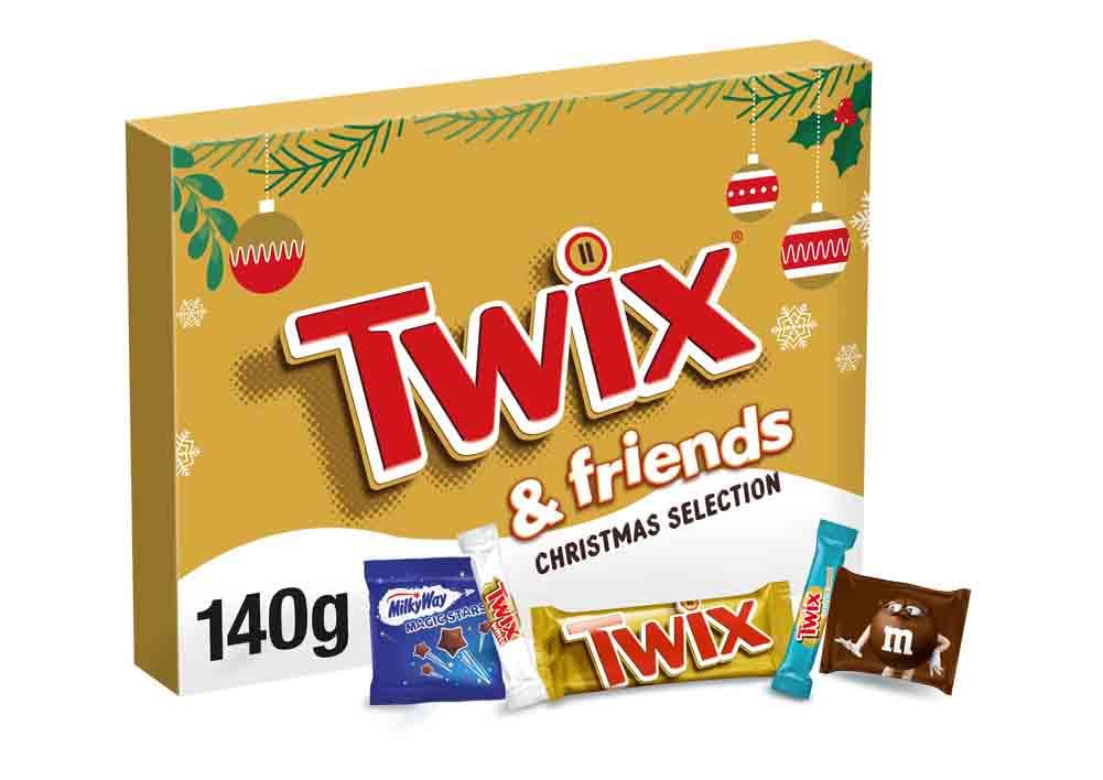 Twix Weihnachtsmilchschokoladen-Auswahlbox 140 g mit M&amp;Ms und Milky Way Magic Stars