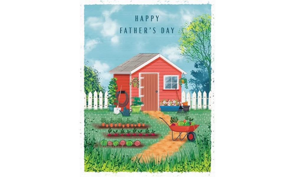 Piccadilly Greetings Father's Day Card - Garden View Design | 8 x 6 Inches | Includes Envelope