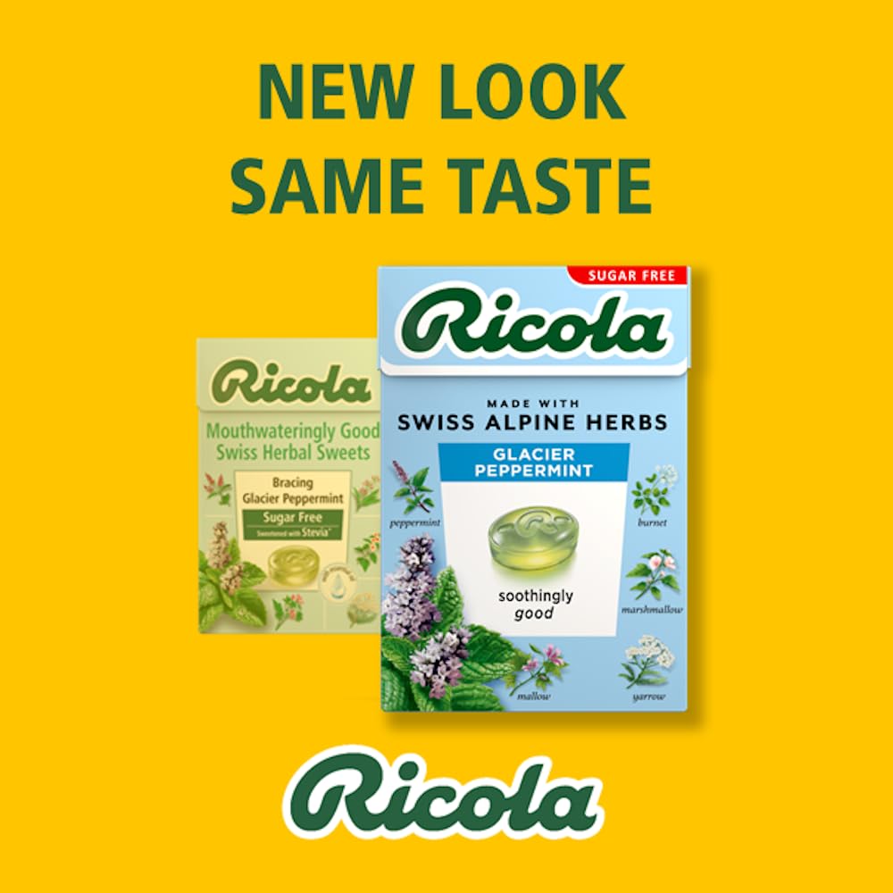 Ricola Glacier Peppermint Sugar Free Swiss Herbal Sweets, 13 Alpine Herbs, Stevia Sweetened, 45g Multipack of 10 3