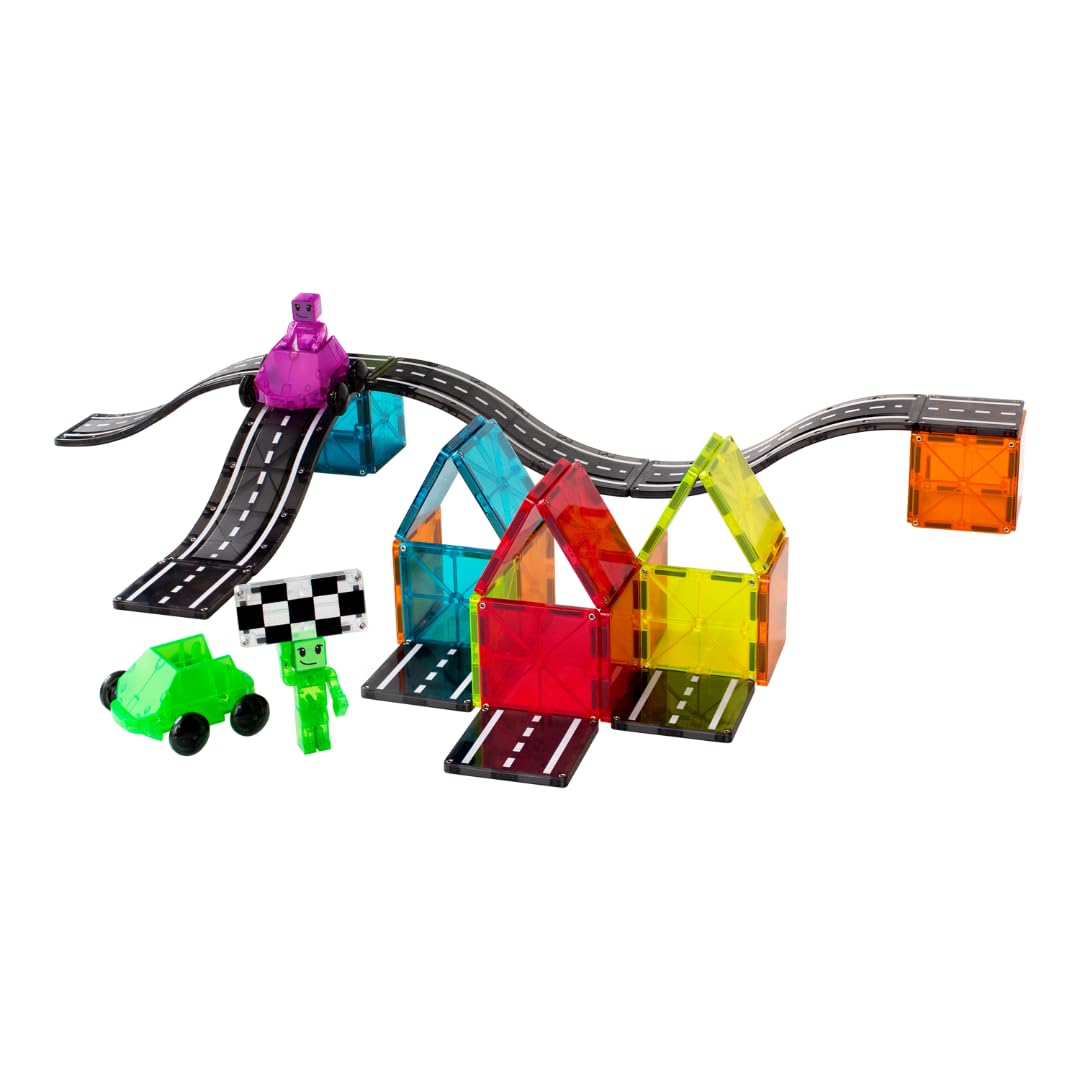Magna-Tiles Downhill Duo 40-Piece Set - Magnetic Racing Playset for Kids 3+ 4