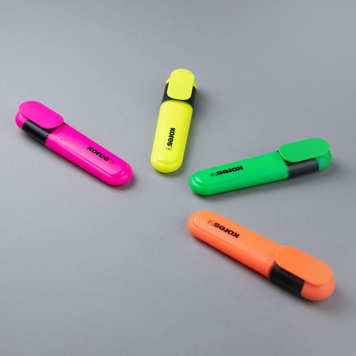 Kores Bright Liner Chisel Tip Highlighter Pens - Water-Based Ink, Quick-Dry, Pack of 4 7
