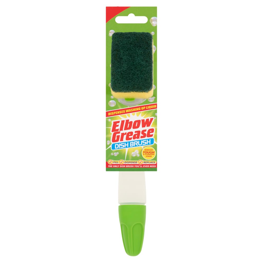Elbow Grease - Dish Brush with Built-in Dispenser | Refillable Cleaning Tool for Tough Stains
