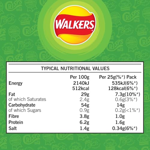 Walkers Crisps Eingelegte Zwiebeln, 6 x 25 g, Multipack 6
