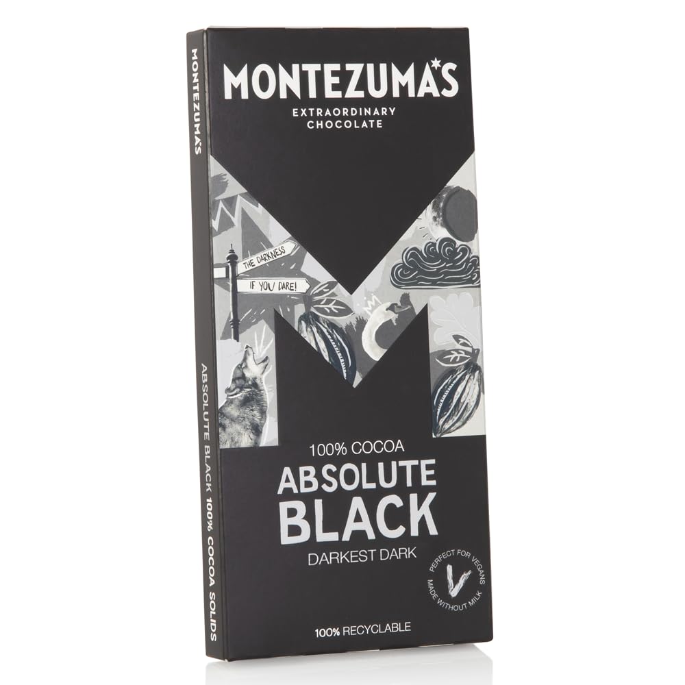 Montezuma - Absolute Black 100% Kakao Zartbitterschokoladentafel, vegan &amp; glutenfrei